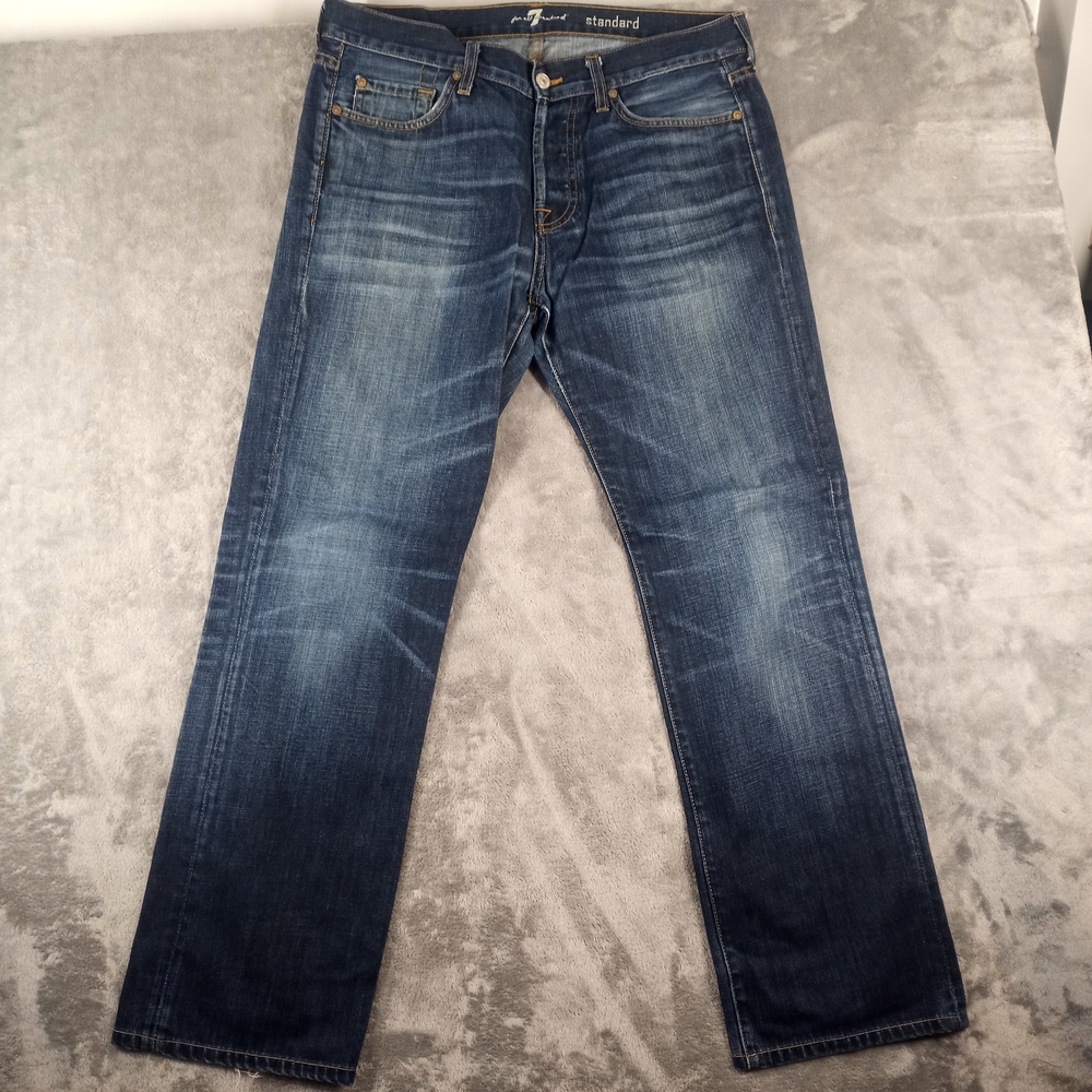 7 For All Mankind Mens Dark Wash Denim Jeans Size 34X30 - Picture 2 of 15